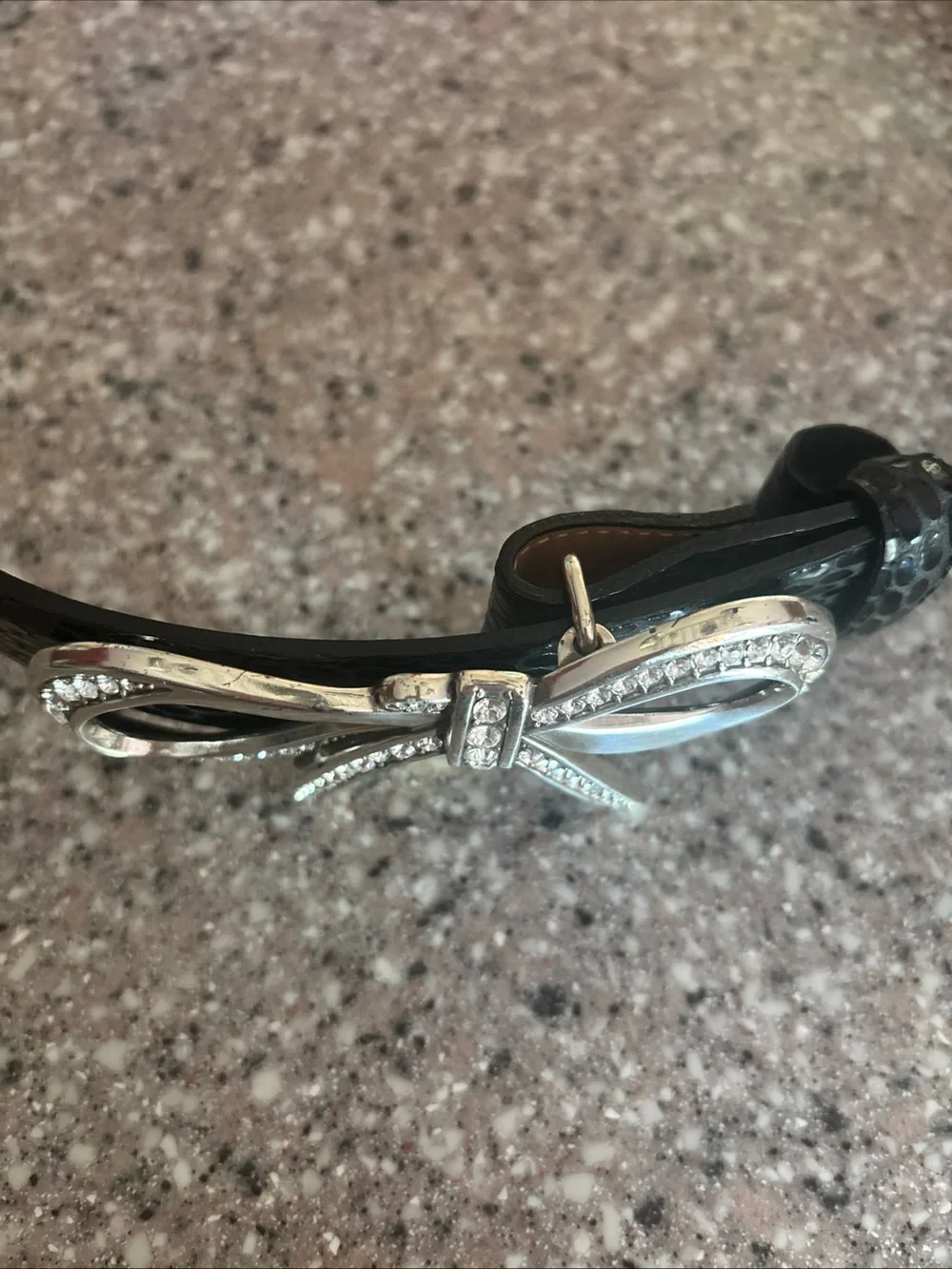 Brighton Women’s 32 Black Belt w/ Rhinestone Bow Hardware Size 32